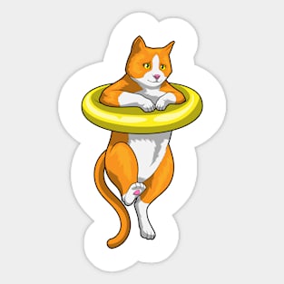 Cat Swimming Swim ring Sticker